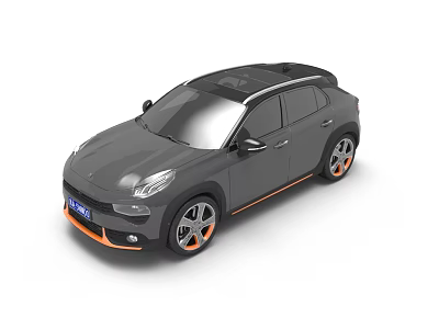 Modern Gray SUV Featuring Black Roof Orange Accented Wheels And Stylish Front Design 3d model