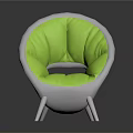 Round Design Chair With Green Cushion And White Hollow Center Frame