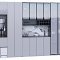 Modern Entryway Cabinet Side Cabinet With Display Shelves Storage Space Gray Finish