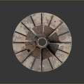Rusted Industrial Impeller Mechanical Part With Metallic Blades And Rusty Surface