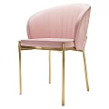 Stylish Pink Velvet Accent Chair with Channel Tufted Back and Gold Metal Legs