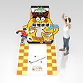 Land Hockey Interactive Zone With Cartoon Mascot and Player Engagement Setup