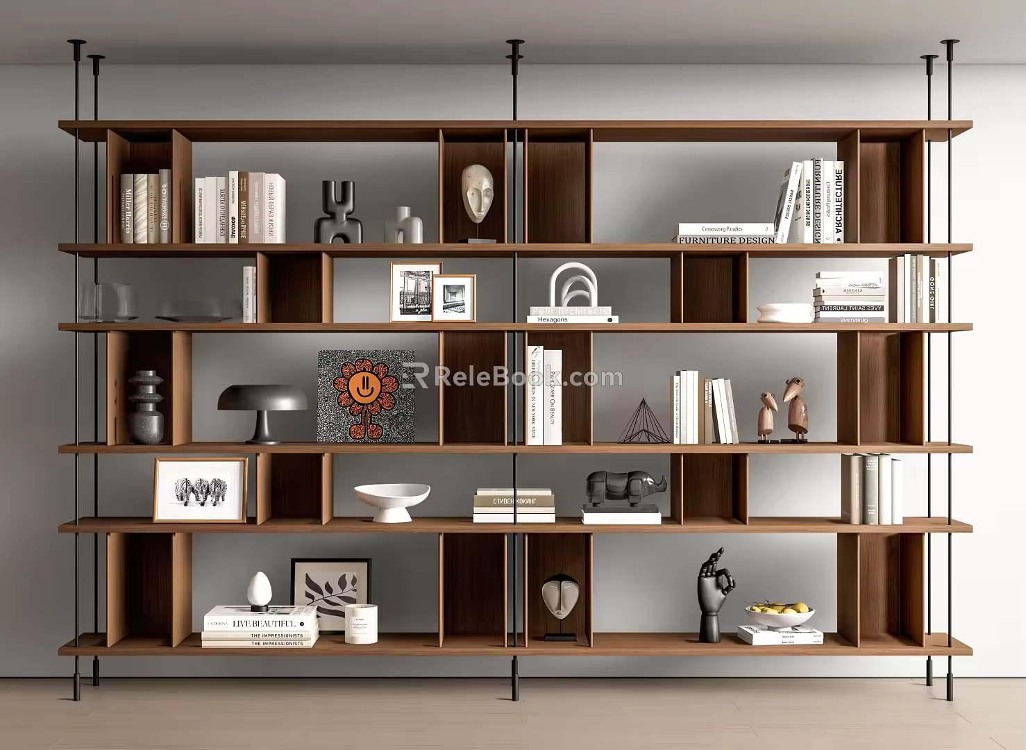 Modern Middle Ancient Bookshelf Storage Rack Decorative Rack 3d model