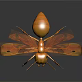 Detailed Orange Flying Ant With Spotted Wings On Dark Reflective Surface