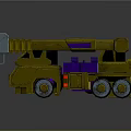 3D Model Yellow Construction Vehicle With Purple Components And Crane Arm 3d model