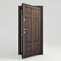 Sturdy Security Door With Wooden Texture And Reinforced Lock System Design 3d model