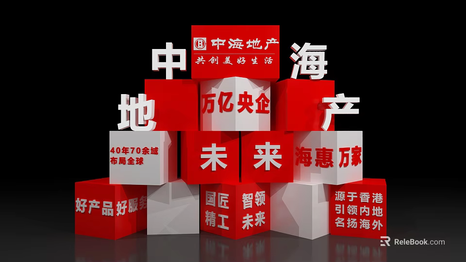 China Real Estate Central Enterprise With 44 Years 70 Cities Happy Life Quality Services 3d model 