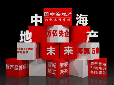China Real Estate Central Enterprise With 44 Years 70 Cities Happy Life Quality Services 3d model
