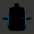 Futuristic Motorcycle with Blue Glowing Elements Sleek Black Body and Round Reflective Wheels