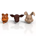Cute Cartoon Animal Head Figurines Featuring Bear Deer And Rabbit Designs