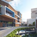 Modern Multi Story School Building With Wooden Cladding Balconies Greenery And Courtyard Walkers