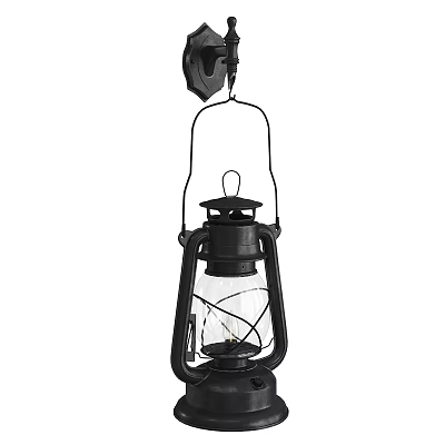 Vintage Black Candle Lamp With Glass Shade And Metal Frame Design 3d model