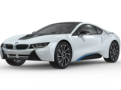 BMW i8 White Sports Car Exterior Design with Black Accents and Blue Trim 3d model BMW i8 White Sports Car Exterior Design with Black Accents and Blue Trim 3d model