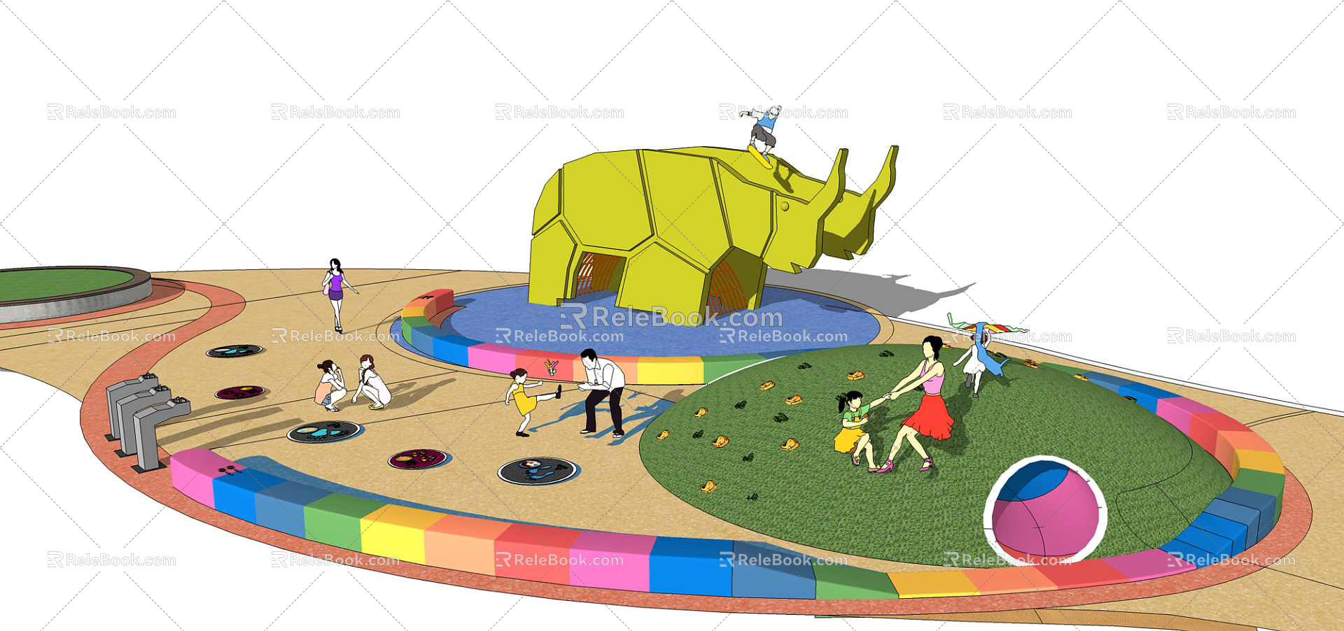 Children's activity area Modern play equipment model