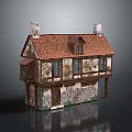 Traditional House Design With Red Tile Roof Dual Chimneys Stone And Wood Structure