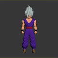 Anime Character 3D Model With Silver White Hair Purple Outfit And Yellow Shoes