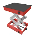 Industrial Scissor Lift Table With Red Frame Black Platform And Silver Mechanism