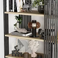 Modern Bookcase Interior With Books Decorative Pieces Green Plants And Lamp