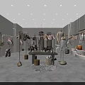 Modern Clothing Store Interior With Clothing Racks Mannequins And Decorative Plants