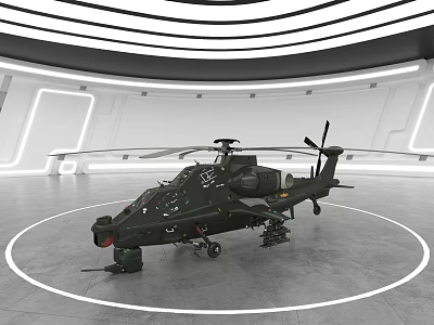 Black Fighter Jet Showcased In Modern Indoor Hangar With Circular Area And White Ring Lights 3d model