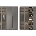 Modern Wardrobe Interior Design With Glass Doors Metal Handles Storage Shelves Drawers