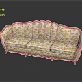Ornate Multi Seat Sofa With Orange Frame And Floral Pattern Cushions