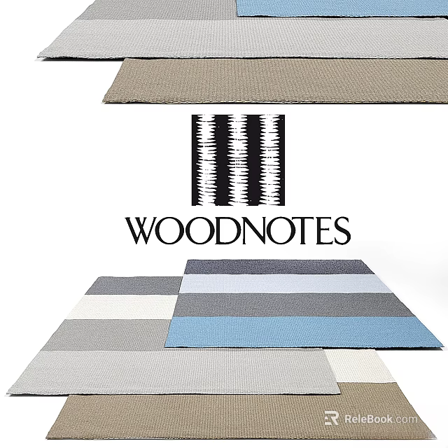 Woodnotes Square Rugs with Striped Patterns and Various Colors for Modern Home Decor 3d model 