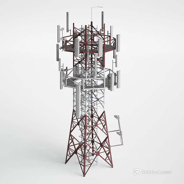 Industrial Equipment Communication Tower With Multiple Antennas And Metal Framework Structure 3d model 