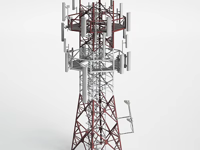 Industrial Equipment Communication Tower With Multiple Antennas And Metal Framework Structure 3d model