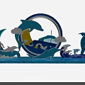 Marine Themed Photo Spot With Dolphins Ocean Waves And Circular Decor