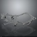 Shiny Metallic Mechanical Component With Structural Bracket Connecting Arm And Reflective Surface