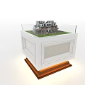 Commercial Display Equipment With Multi Storey Building Model Glass Railing White Base And Orange Lighting
