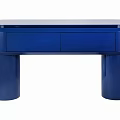 Blue Modern Console Table With Two Drawers And Cylindrical Legs For Entryway 3d model