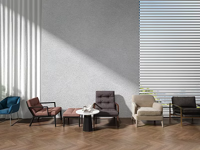 Modern Casual Sofa Set Interior With Various Colors Coffee Table And Wooden Floor 3d model