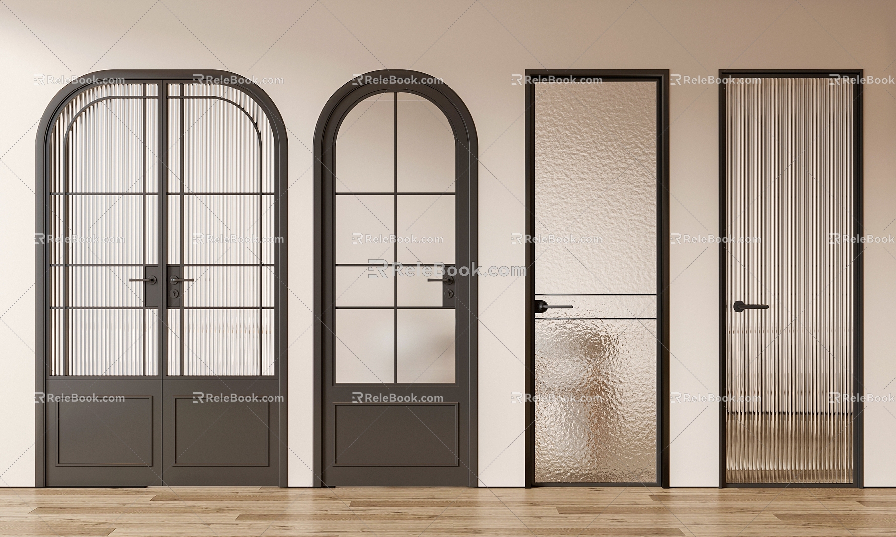 Flat Door Glass Door Double Door Single Door French Door 3d model