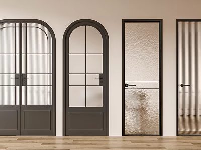 Modern Hinged Doors In Various Glass Panel Designs For Interior Spaces 3d model