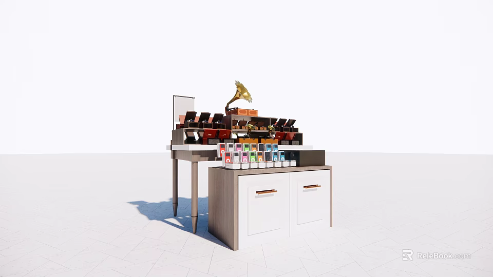 Modern Display Shelf With Multi Layer Design For Product Showcase And Storage Cabinets 3d model