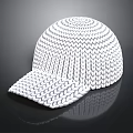 White Knitted Hat With Textured Woven Pattern And Curved Brim Design 3d model