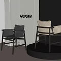 POLIFORM Modern Minimalist Dining Chairs With Black And Beige Upholstery And Sturdy Wooden Frame