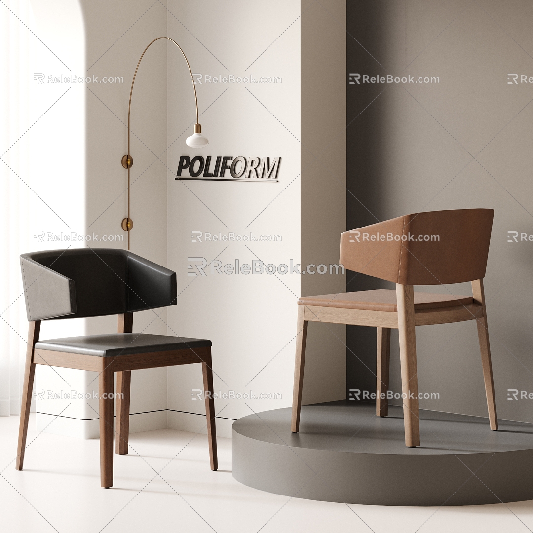 POLIFORM Dining Chair Combination Dining Chair Single Chair Chair Wood with Armrests 3d model