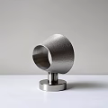Modern Silver Metal Sculpture With Textured Curved Design And Round Base