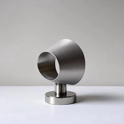 Modern Silver Metal Sculpture With Textured Curved Design And Round Base 3d model