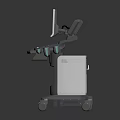 Modern Medical Ultrasound Machine With Digital Display Screen And Wheeled Cart Control Panel