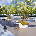 Park Landscape Design With Seating Areas People Activities And Greenery