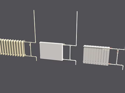 Various Modern Radiator Designs with White and Metal for Home Heating Systems 3d model