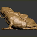 Decorative Golden Toad Statue With Shiny Surface Neck Collar And Back Ornament