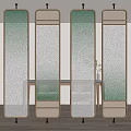 Modern Room Dividers With Golden Frame Gradient Green Glass And Woven Elements