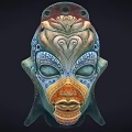 Artistic Decorative Mask Featuring Intricate Patterns Heart Shaped Design And Colorful Details