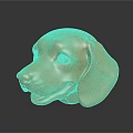 Golden Shiny Dog Head Sculpture With Intricate Facial Details And Glossy Finish