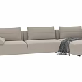 Modern Modular Sofa Set With Plush Pillows And Cozy Throw Blanket 3d model
